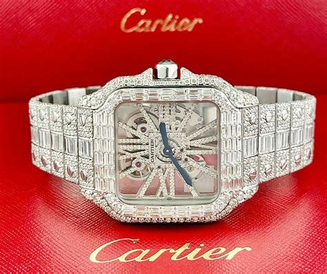 skeleton cartier watch price|cartier skeleton watch iced out.